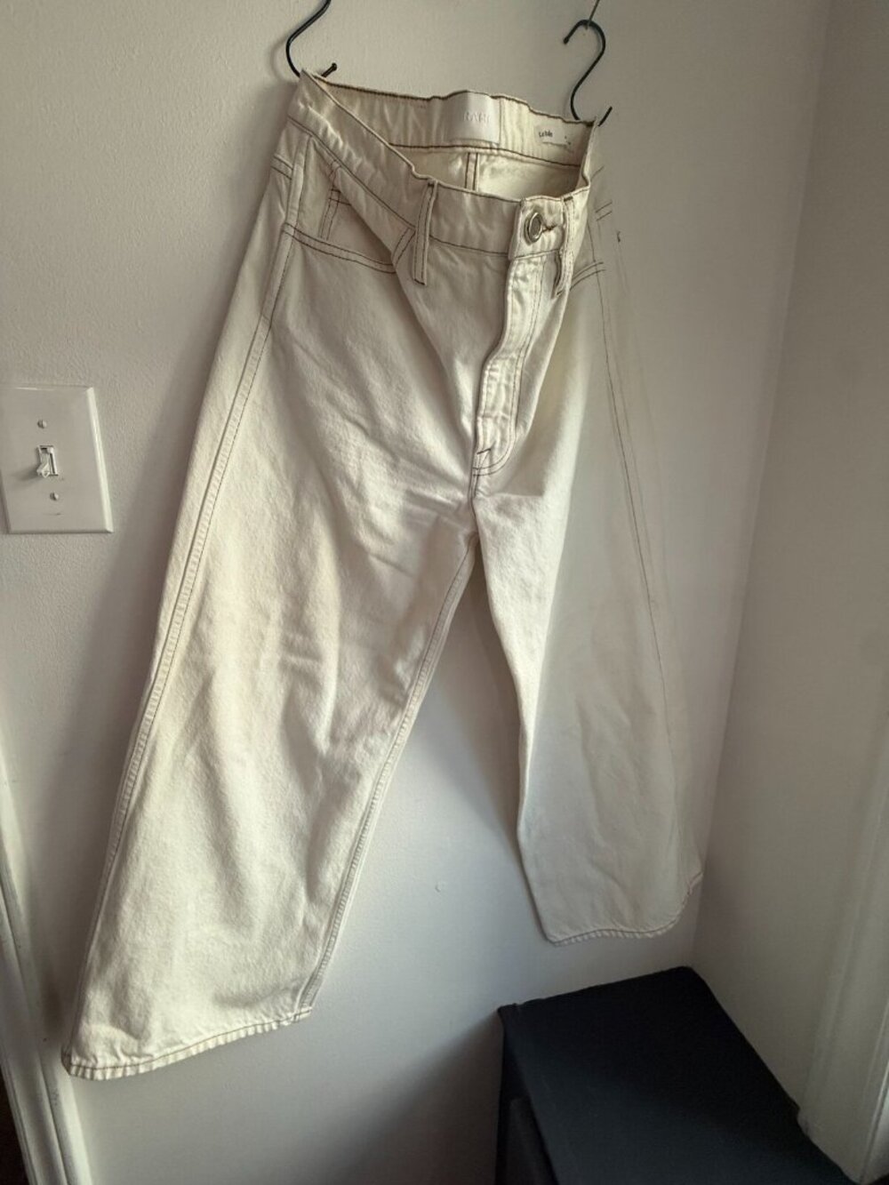 FRAME Le Italien Wide Crop White Jeans Sz 27 Made in Italy Rigid